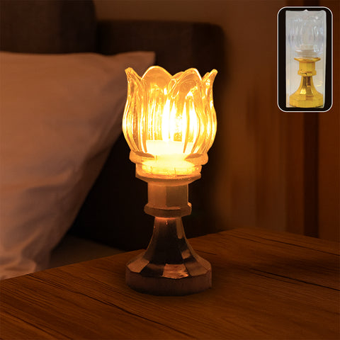 Premium Lotus Shaped LED Decorative Lamp with Stand – Battery Operated Flameless Light