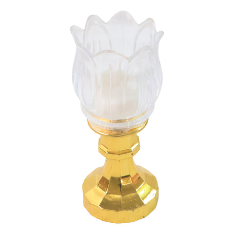 Premium Lotus Shaped LED Decorative Lamp with Stand – Battery Operated Flameless Light